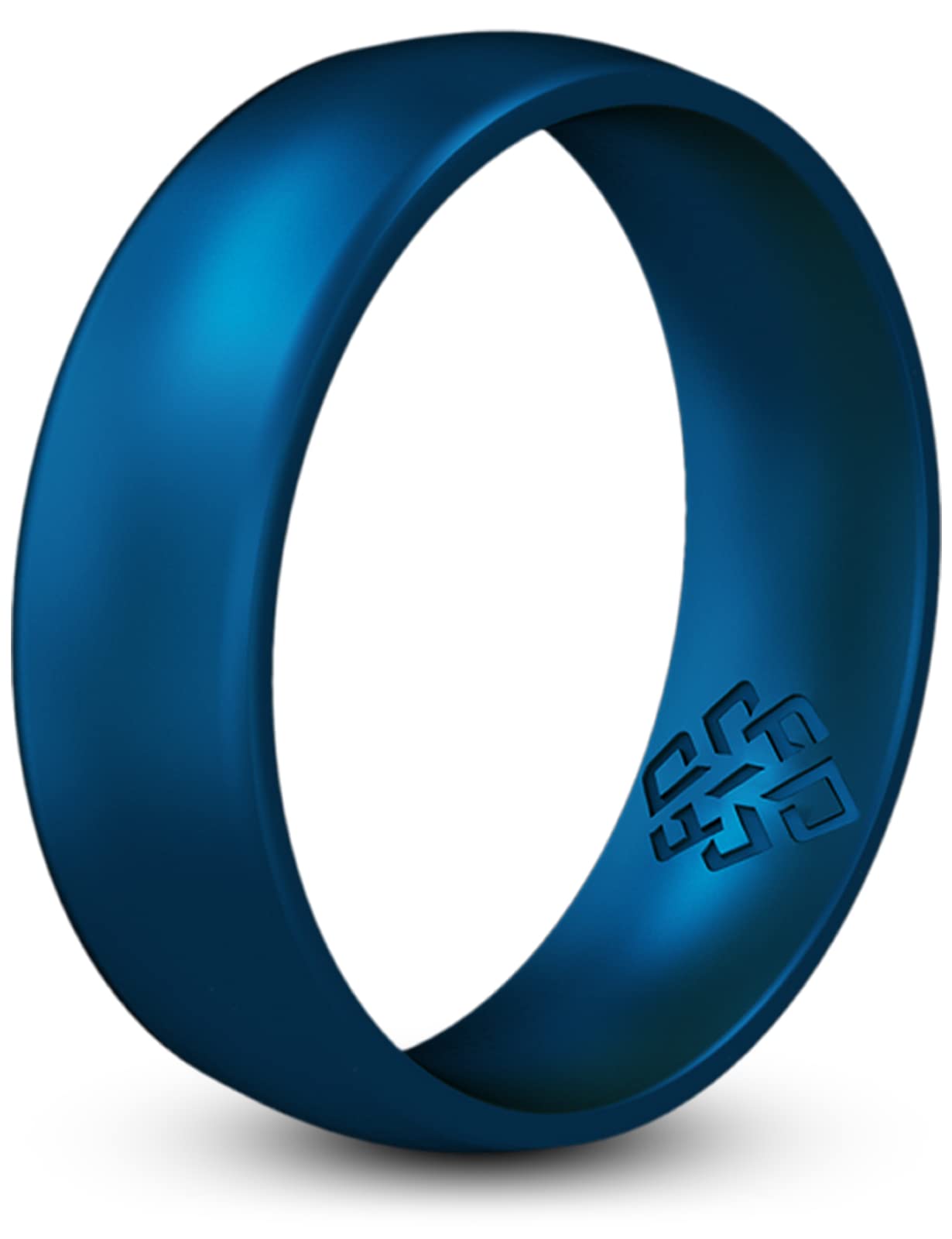 Knot Theory Metal Dark Blue Silicone Ring for Men Women - Breathable Comfort Fit 6mm Wedding Band Size 7