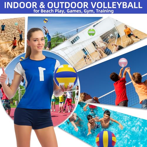 ZHUOKECE Volleyball, 10 Pack Official Size 5 Inflatable Volleyballs Pool Volleyball Spike Training Equipment Outdoor Sand ...