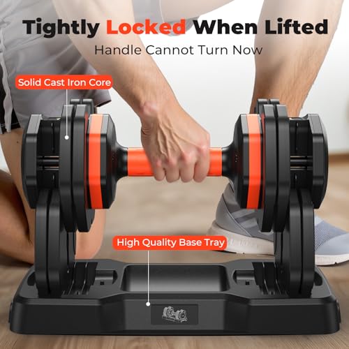 FLYBIRD Adjustable Dumbbell Set of 2, 110LB/50LB Weights Dumbbell Set for Home Gym Exercise & Fitness, Fast Change Weights...