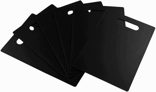 6 Packs Plastic Cutting Board Mats for Kitchen, Chopping Board Set, Black