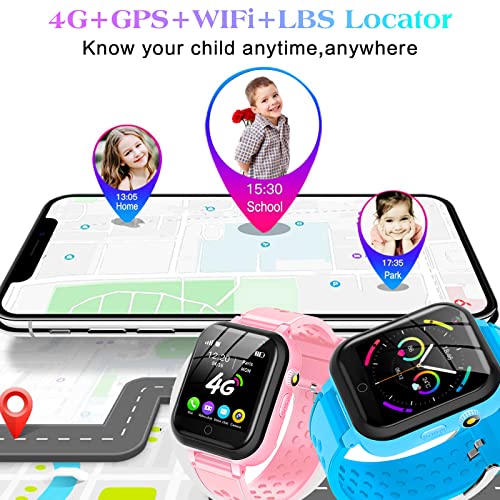 DDIOYIUR Smart Watch for Kids, 4G Kids Phone Smartwatch with GPS Tracker, WiFi SMS, Call, Voice Video Chat, Bluetooth, Aud...