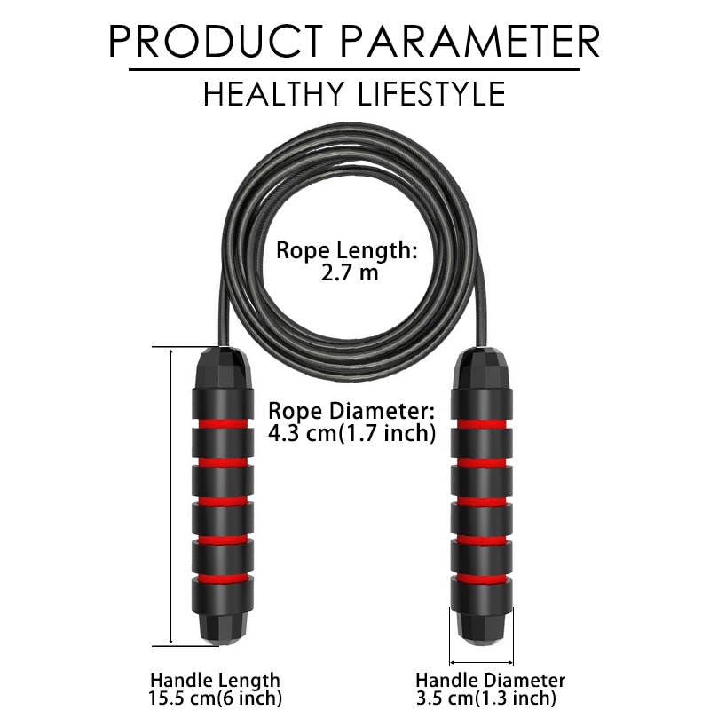 Adjustable Jump Rope for Fitness – Tangle-Free Speed Rope with Comfortable Foam Handles Detachable Metal Bar for Cardio, W...