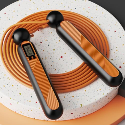 MOMOJIA Weighted Jump Rope with Counter with Digital Counter for Indoor Outdoor Fitness Weight Loss Exercise Adjustable