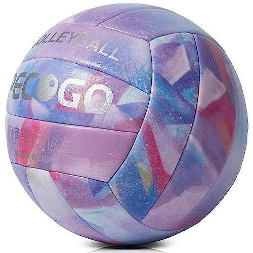 PECOGO Volleyball Size 5 PU Leather Soft Indoor Outdoor Volleyballs Sports Training Game Play Ball for Beginner, Teenager,...