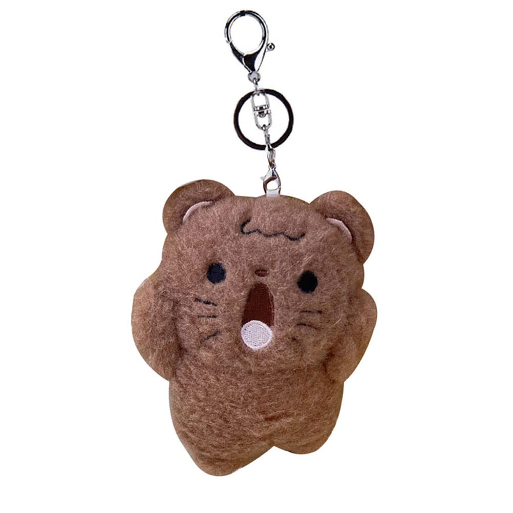 HSYHERE Men Women Creative Super Cute Funny Novelty Screaming Animal Cat Rabbit Bear Dog Keychain Keyrings, Soft Car Key Chain Key Ring Bag Pendant Decoration Doll Key Holder Strap -Bear