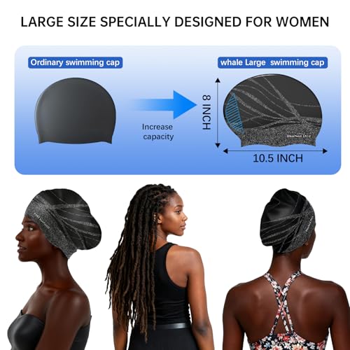 Large Silicone Swim Cap Durable Silicone Waterproof Construction with Ultra-Elastic Design Effectively Keeps Hair Dry. Sui...
