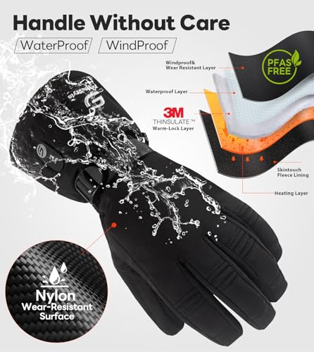 JS LifeStyle Heated Gloves for Men Women,HG-01 7.4V 3000mAh Rechargeable Battery Wind Water Proof with Touch Screen and Li...