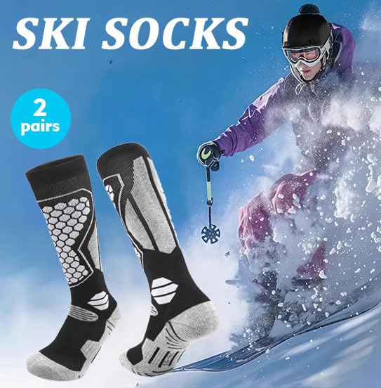 KEGECOL Ski Socks for Men Women(2 pairs), Merino Wool Socks for Snowboarding, Snow, Winter, Cold Weather, Thermal Warm Sock