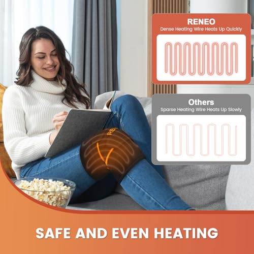 RENEO Electric Heating Pad for Knee Relief, Auto Shut-Off Wearable Knee Wrap, Elbow Heated Brace with Support, Discomfort ...
