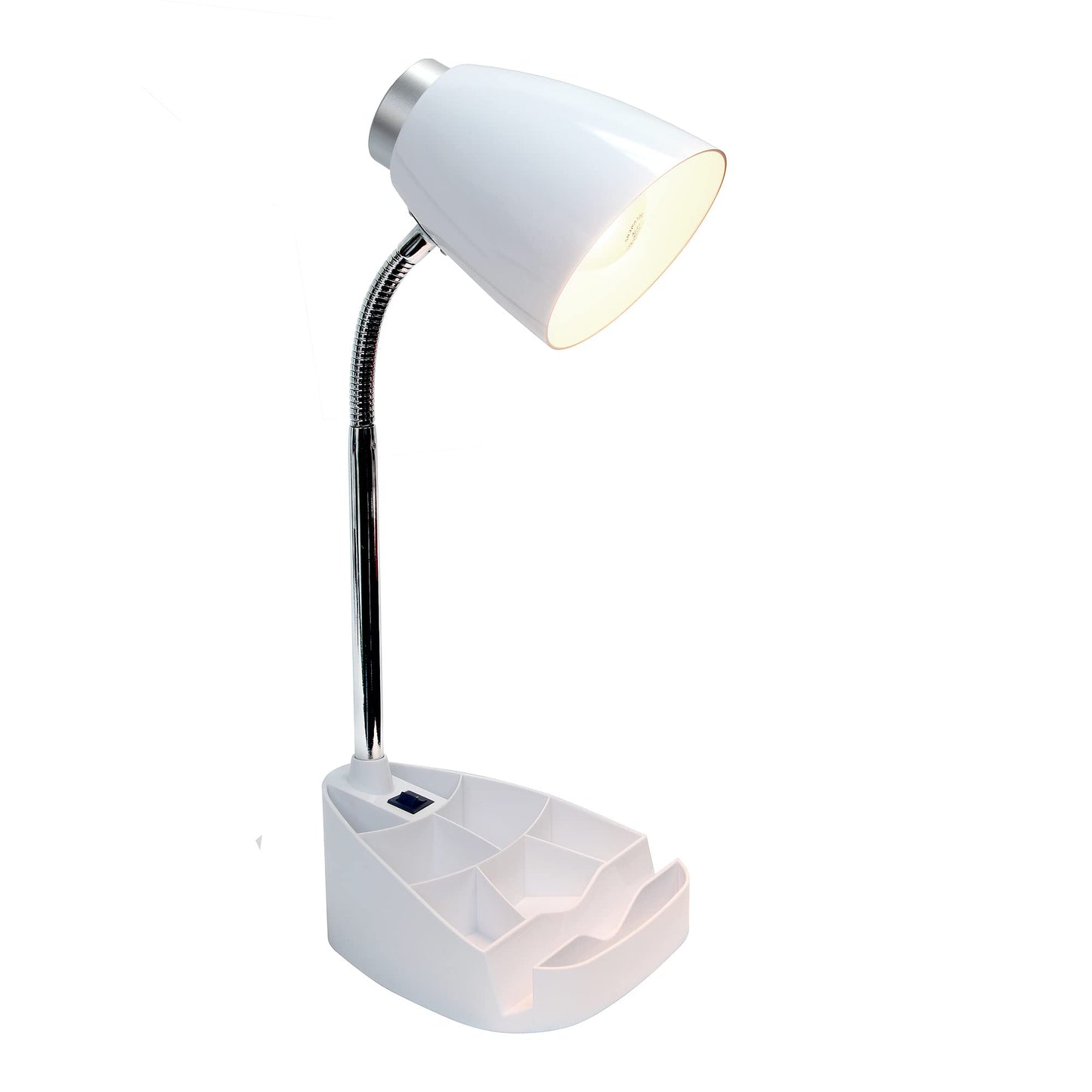 Simple Designs Gooseneck Desk Lamp With Ipad Holder, White, Abs Plastic, Model Ld1002-Wht, Pack Of 1