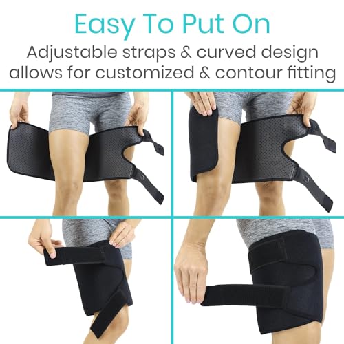 Vive Thigh Brace - Hamstring Quad Wrap - Adjustable Compression Sleeve Support for Pulled Groin Muscle, Sprains, Quadrice...