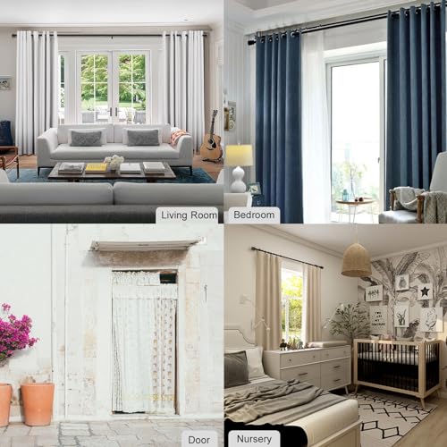 Byondeth Curtain Rods for Windows 16 to 144 Inches Adjustable Length 1 Inch Diameter Window Curtain Rod with Aluminium Fin...