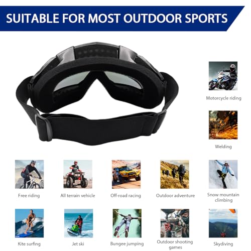 MUQIDA Dirt Bike Goggles, Dustproof Windproof Helmet Ski Goggles with Fog Lens, Wide Vision UV Protection Safety Glasses (...