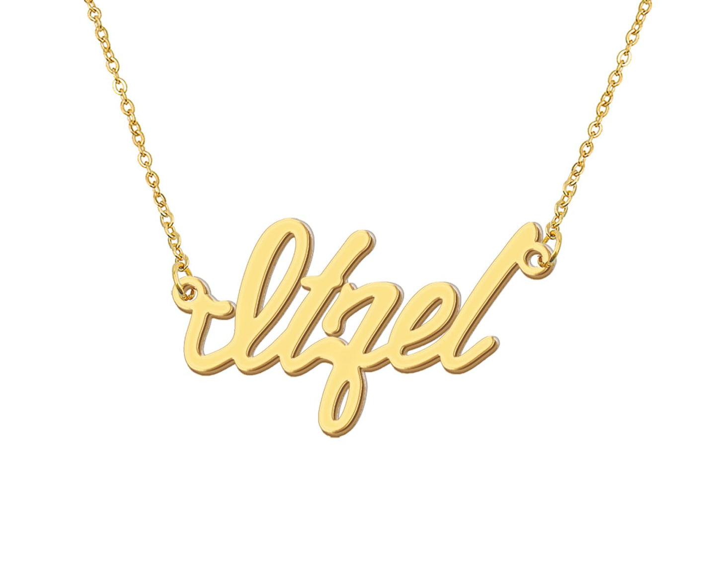 Aoloshow 18k Gold Plated Itzel Name Charm Necklace Women Nameplate Chain Necklaces Stainless Steel Christmas Jewelry for Best Fr