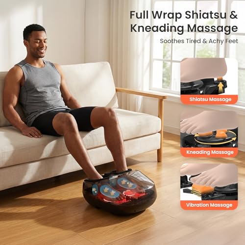 COMFIER Foot Massager with Heat,FSA Eligible,Kneading,Vibration,Compression,Pause Function,Shiatsu feet Massager for Plant...