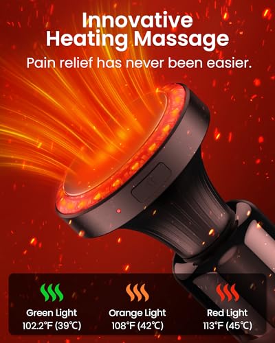 NAPRE Massage Gun with Heat,Deep Tissue Handheld Percussion Back Massager for Muscle/Neck/Body Pain Relief with Long Exten...