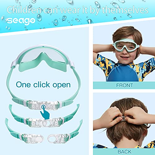 Seago Kids Goggles for Swimming 2 Pack No Leaking Outer Eye Fit with Wide View Anti-Fog UV Protection Crystal Clear Watert...