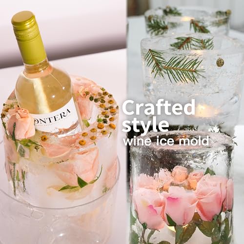 Ice Molds, Ice Bucket, Ice Mold Wine Bottle Chiller, DIY Champagne Cocktails Clear Bucket Freezer Chiller, Any Floral or F...