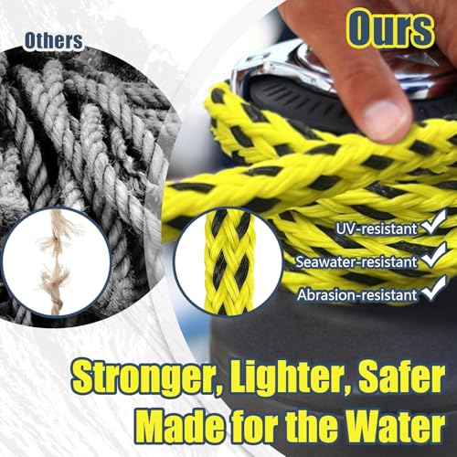 Vortexain Boat Tow Rope 60ft 3-6K, Floating Ropes for Towable Tubes Accessories