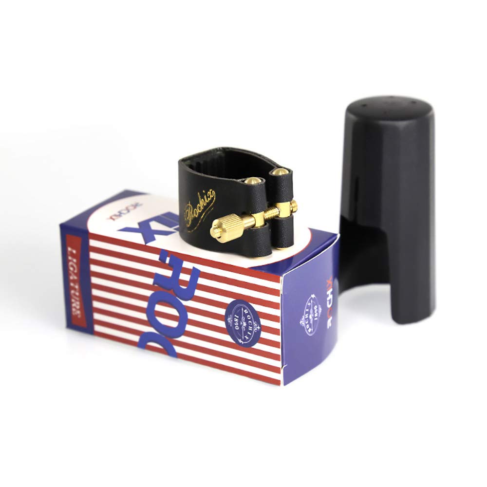 Rochix Leather Ligature And Plastic Cap For Alto Saxophone Sax