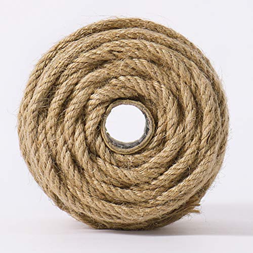 Tenn Well 5mm Jute Rope, 100 Feet 4Ply Twisted Heavy Duty and Thick Twine Rope for Gardening, Crafting, Bundling, Cat Scra...