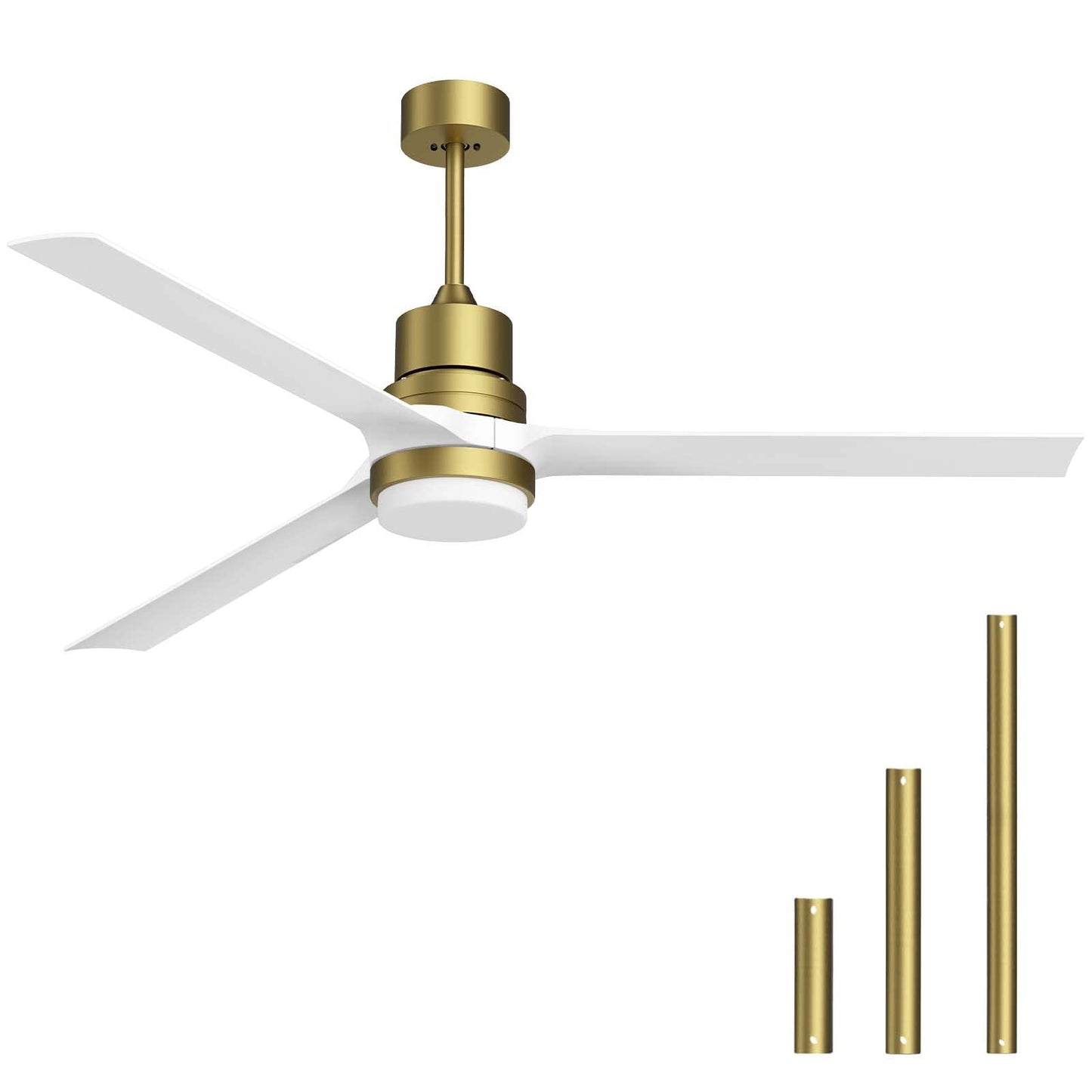 Biukis Ceiling Fans With Lights 60-In White Ceiling Fan With Dimmable Led Light Kit Remote Control Modern Blades Reversible Dc M