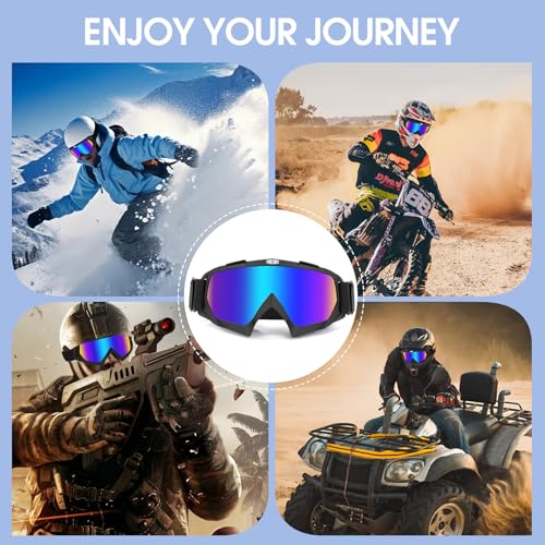 Lievermo Motorcycle Goggles Dirt Bike Goggles 2 Pack ATV Off-Road Riding Motocross Ski Goggles