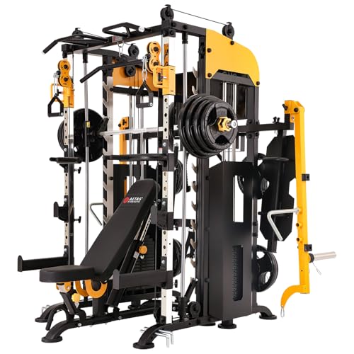 Altas Strength 3061B Smith Machine with Adjustable Lever Arms, 2:1 Pulley Ratio All-in-One Home Gym System, Commercial Gra...