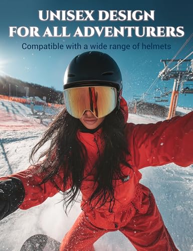 TIJN Ski Snowboard Goggles, Anti-Fog UV400 OTG Snow Goggles for Women Men with 2 Magnetic Interchangeable Lenses, Ouroboros