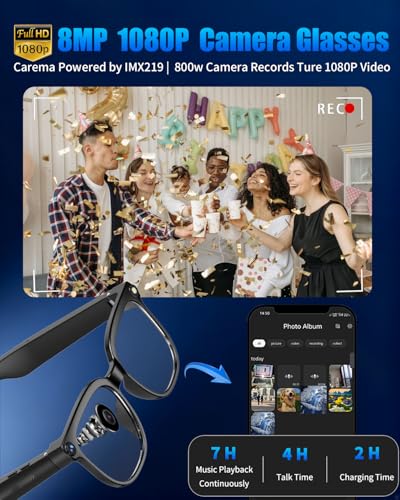 800W Ai Smart Glasses with Camera 1080P HD Video Recording, AI Translator for 160 Languages, GPT Object Recognition, Bluet...