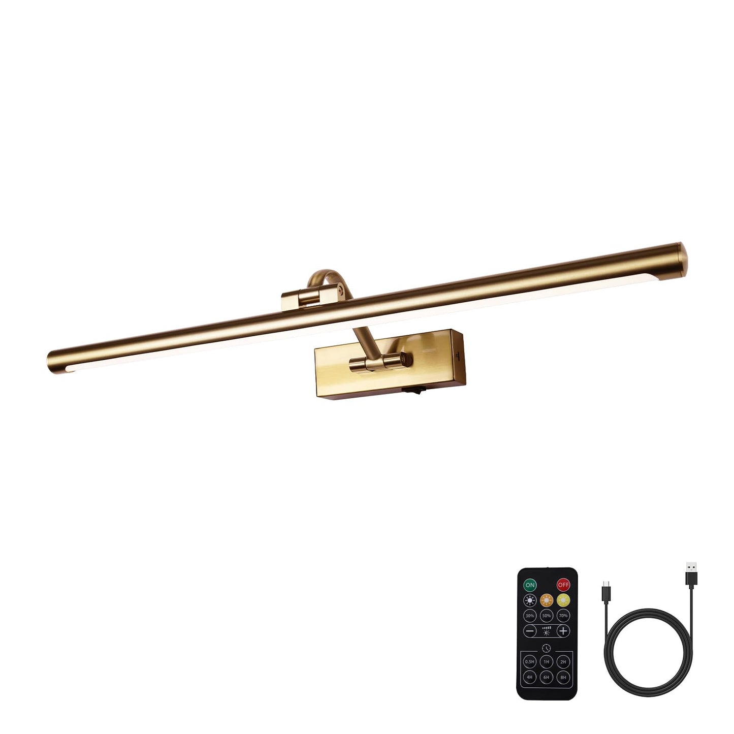 Yumcrelect 5W Led Wireless Picture Lights With Remote And Timer 23.6 Inch Rechargeable Brass Gallery Lighting Battery Operated Art Lights Over Frame Portrait