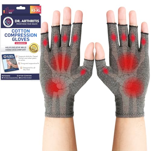 Doctor Developed Compression Gloves for Women and Men, Open-Finger Arthritis Gloves, Typing Gloves, Arthritis & Carpal Tunnel