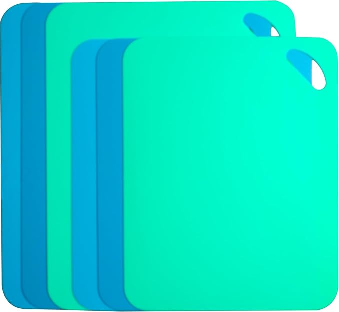 Plastic Flexible Cutting Mats for Kitchen, 6pcs Color Coded Chopping Board Set, Cutting Board Sheet for Kitchen Cooking, Dishwasher Safe(11.5x9"&13x10.6")