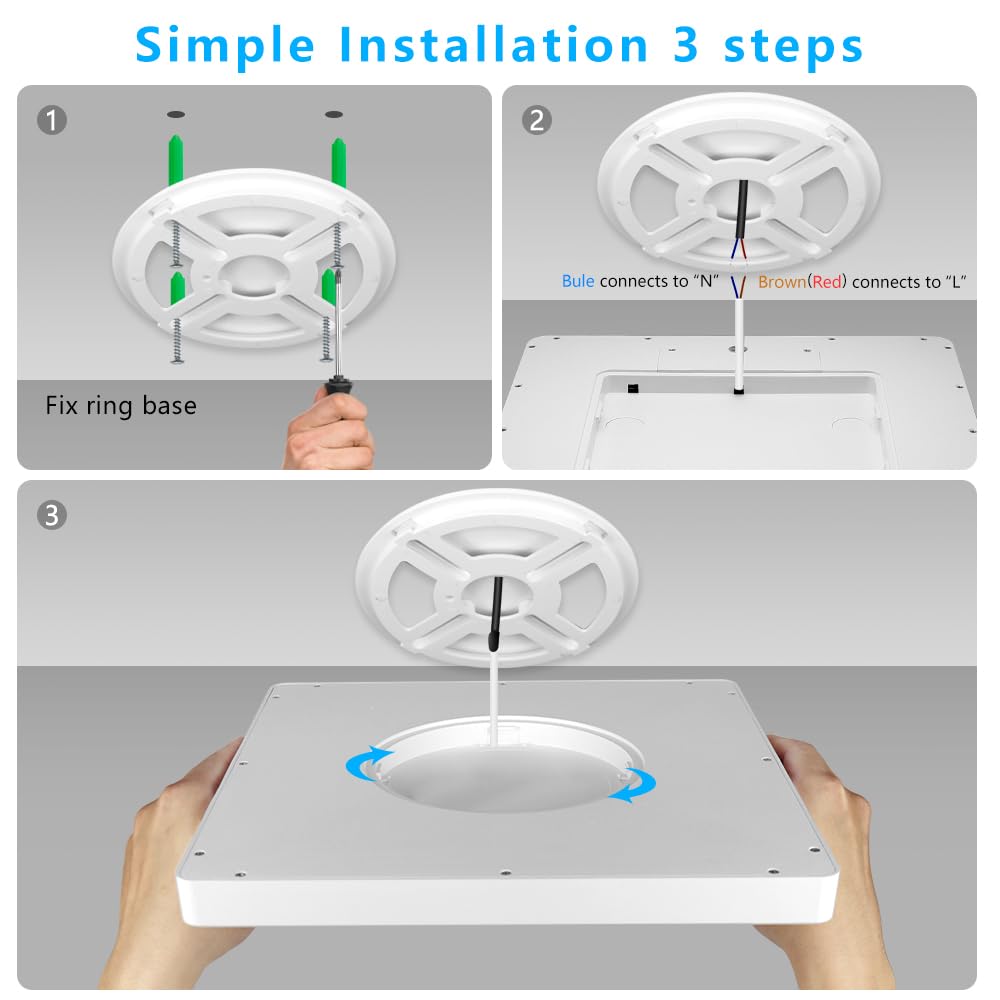 12Inch 24W Square Led Ceiling Light Fixtures Flush Mount  4000K Natural White Led Ceiling Lamp  Surface Mount Modern Ceiling Lights  Slim Flat Panel Lighting For Bedroom  Kitchen  Bathroom Etc.