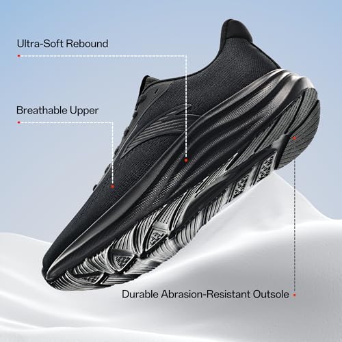 ANTA Men’s Running Shoes, Lightweight Cushioned Breathable Sneakers, Comfortable Trainers with Slip Resistant Outsole for ...