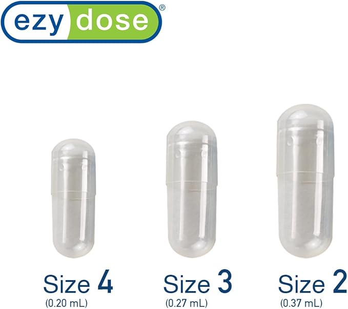 EZY DOSE Gelatin Size 2 Capsules, Empty Gel Capsule for Easy Compounding and Filling of Powdered Supplements, Medicine and Vitamins, Clear, 0.37 mL, 500 Count, Made in The USA