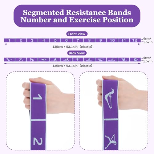 2pcs Yoga Straps for Stretching 12 Gears Elastic Bands for Exercise Stretch Band with Loops for Pilates, Yoga, Ballet, Gym...