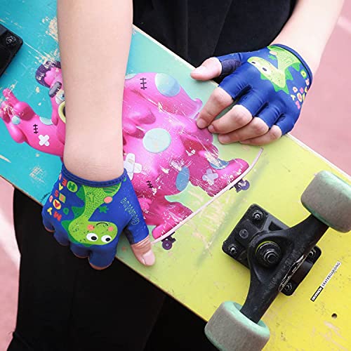 Kids Half Finger Gymnastics Gloves for Age 1-9 Boys Girls Climbing Biking Good Grip Control Gloves for Gymnastics Balance ...
