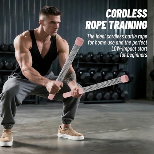 ELLAVA Cordless Ropeless Battle Ropes for Home Gym – Portable Weighted Workout Rope for HIIT, Cardio & Strength Training, ...
