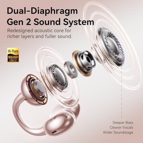 Kinglucky Upgraded Open Ear Earbuds, Clip-On Earbuds Comfortable fit, Crystal-Clear Sound, 50H Play, Open Ear Headphones W...