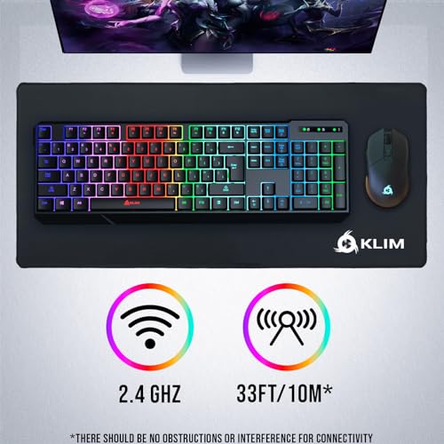 KLIM Chroma Wireless Keyboard – RGB Backlit Gaming, Rechargeable Battery, PC Keyboard, Durable & Water-Resistant, Compatib...