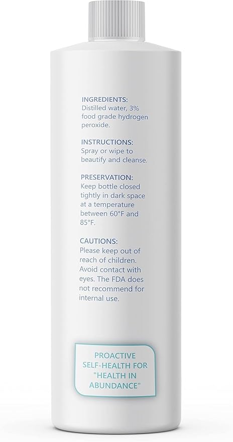 ProH2O2 3% Food Grade Hydrogen Peroxide – Natural Cleaner & Disinfectant – Suitable for Household Use – Ideal for Cleaning, Sanitizing & Gargle – 32 fl oz Refill (Pack of 4)