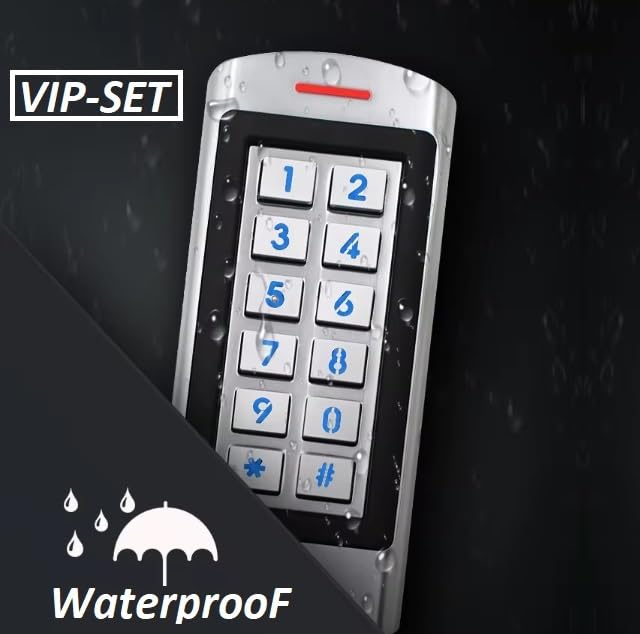 Stainless Waterproof Door Access Control System Kit, 300kg/660lbs Force Electric Magnetic Door Lock Kit with RFID Keypad/Reader Home Security System 10 Keyfobs 110V Power Supply Metal Exit Button