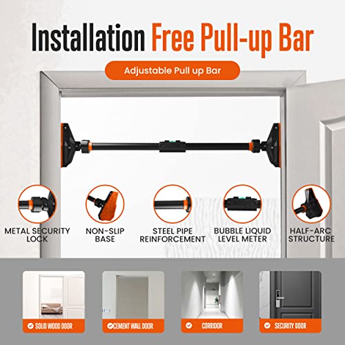 SQUATZ Adjustable Pull-Up & Chin-Up Bar - Door Frame & Doorway No-Screw, No-Damage Hanging Bar for Home Strength Training ...