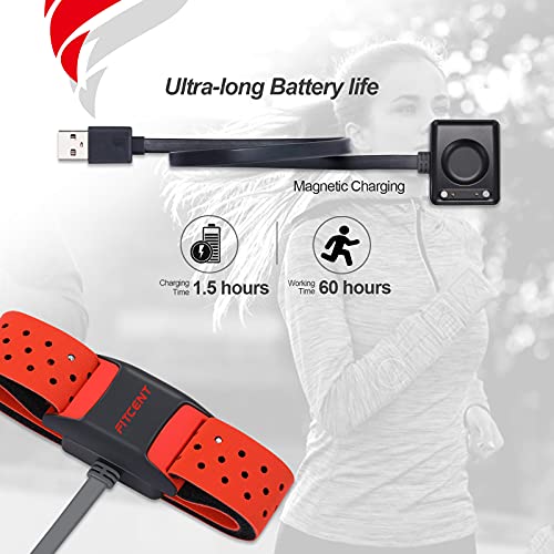 FITCENT Heart Rate Monitor Armband, Bluetooth ANT+ Optical Heart Rate Sensor Arm Band, Rechargeable Fitness Tracker for Pe...