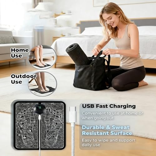 Foot Plate Foot Massager Relaxes Muscles for All-Night Comfort, 8 Massage Modes, 19 Levels, Smart Auto Power-Off & Safety ...
