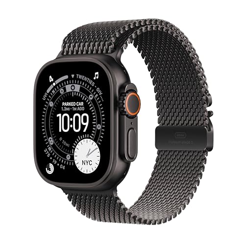 Apple Watch Ultra 3 [GPS + Cellular 49mm] Running & Multisport Smartwatch w/Rugged Titanium Case w/Black Titanium Milanese...
