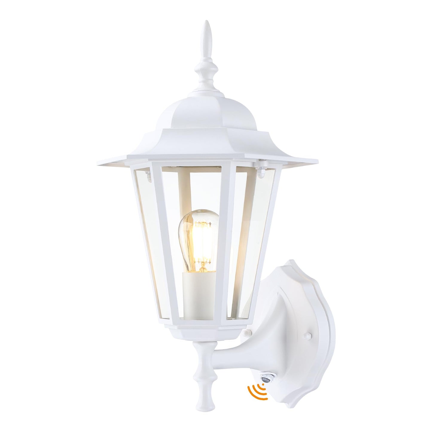 GRUENLICH Dusk to Dawn Outdoor Wall Sconce, White Aluminum, 14 Inch, Model GR-WL003D2D-WT-1PK