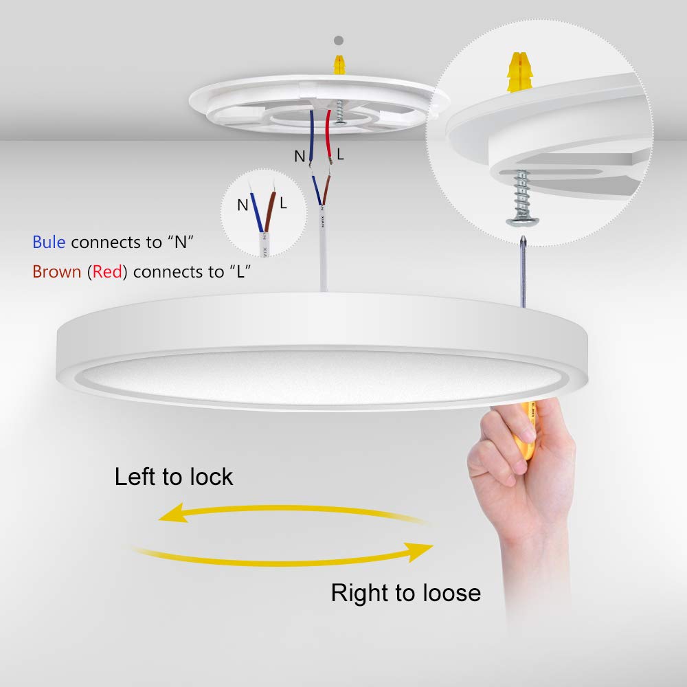 LightingWill LED Flush Mount Ceiling Light Fixture, 12 Inch, 2800K Warm White, 24W, Model XDD-2800K-25W-US
