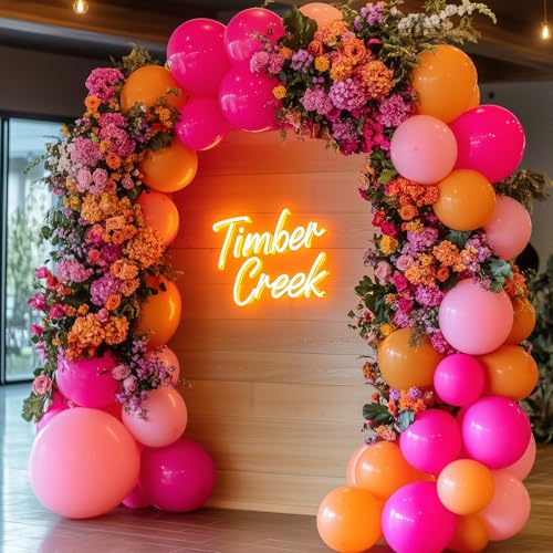 RUBFAC 135pcs Hot Pink Balloons Different Sizes 18 12 10 5 Inch for Garland Arch, Magenta Latex Balloon for Wedding Birthd...